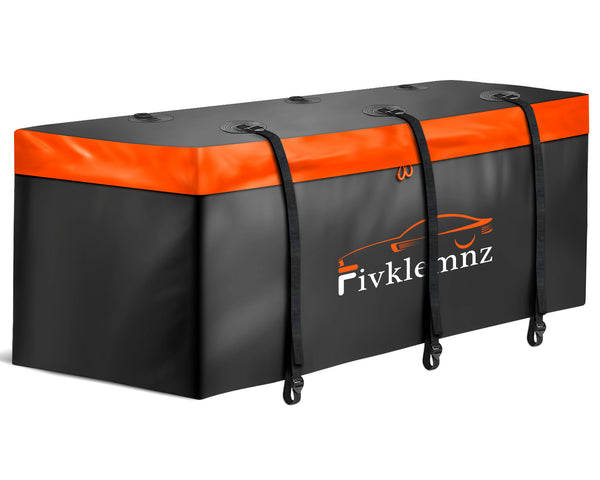 FIVKLEMNZ Hitch Cargo Carrier Bag, 20 Cubic Feet Waterproof Car Hitch Tray Cargo Carrier with 6 Reinforced Straps Suitable for All Vehicle with Steel Cargo Basket (59" 24" 24")