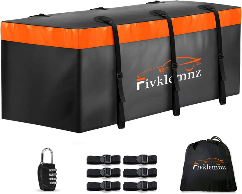 Hitch Mount Cargo Carrier Bag, 20 Cubic Feet 100% Waterproof Car Tray Luggage Bag (59" 24" 24") with 6 Reinforced Straps + 1 Combination Lock, Fits for All Vehicles with Steel Trailer Basket